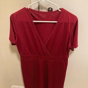 Elegant Red V-Neck Dress